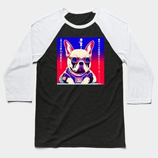 Dog Frenchie as a 80's anime Baseball T-Shirt